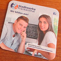 Gebrandete Bierdeckel