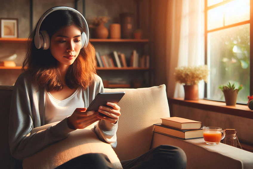 Weibliche Podcast Abonentin